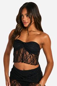 Boohoo Kanten Bandeau Top, Black