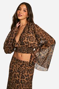 Boohoo Dierenprint Crop Top, Brown