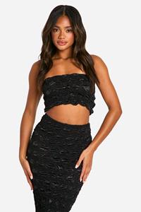 Boohoo Gekreukelde Bandeau Top Met Textuur, Black