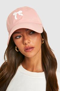 Boohoo Geborduurde Pet Met Strik, Pale Pink