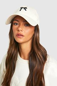 Boohoo Geborduurde Pet Met Strik, White