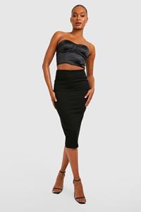 Boohoo Tall Basic Scuba Midi Rok, Black