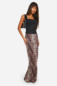 Boohoo Leopard Print Jersey Maxi Skirt, Leopard