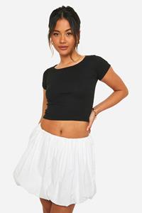 Boohoo Katoenen Poplin Mini Rokje, White