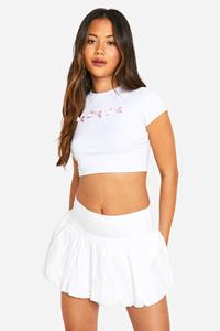 Boohoo Katoenen Mini Rokje, White