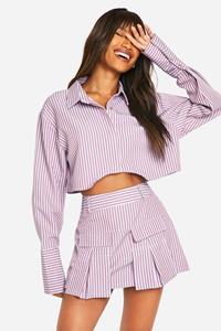 Boohoo Geplooid Mini Rokje Met Zak Detail, Stripe