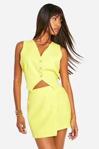 Boohoo Wikkel Mini Rokje, Lemon