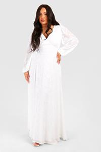 Boohoo Plus Jaquard Bloemen Maxi Jurk, Ivory