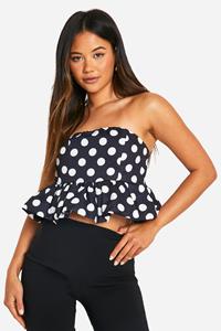 Boohoo Peplum Korset Met Stippen, Black