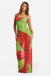 Boohoo Floral Cowl Neck Maxi Beach Dress, Green