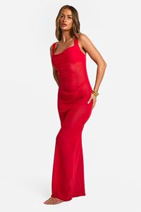 Boohoo Cowl Neck Maxi Beach Dress, Red