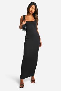 Boohoo Super Zachte Maxi Jurk Met Vierkante Hals, Black