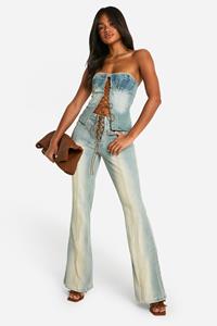 Boohoo Flared Vintage Look Jeans Met Veters, Vintage Blue