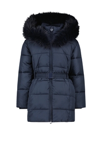 Le Chic Meisjes winterjas met capuchon en fur kraag bodette navy