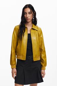 Desigual Bikerjack met leerlook - YELLOW