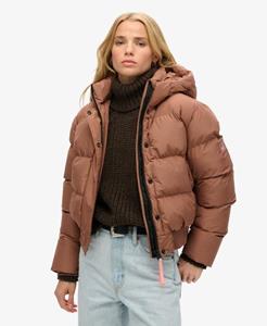 Superdry Vrouwen Sports Puffer Bomberjack met Capuchon Bruin