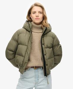 Superdry Vrouwen Sports Puffer Bomberjack met Capuchon Groen