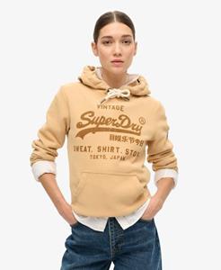 Superdry Vrouwen Klassieke Hoodie met Velours Print Bruin