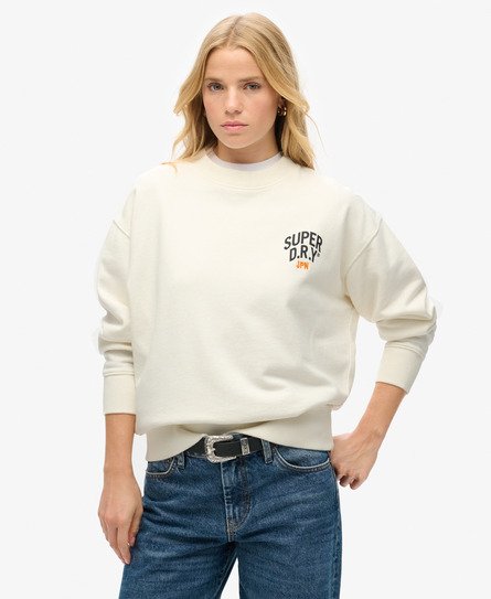 Superdry Vrouwen Losvallend Workwear Sweatshirt met Print Wit