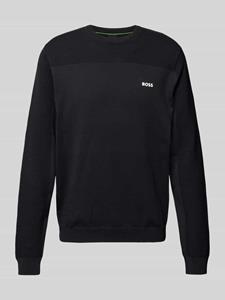 BOSS Green Gebreide pullover met labelprint, model 'Momentum'