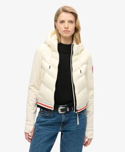 Superdry Vrouwen Storm Fuji Hybrid Bomberjack met Capuchon Wit