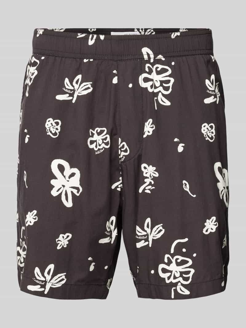 Selected Homme Loose fit korte broek met all-over motief, model 'AIR'