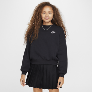 Nike Sportswear Club Fleece sweatshirt met ronde hals en recht design voor meisjes - Zwart