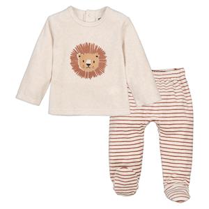 LA REDOUTE COLLECTIONS 2-delige pyjama in fluweel, leeuwmotief en strepen