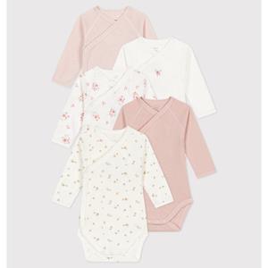 PETIT BATEAU Set van 5 rompers met lange mouwen.