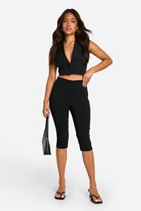 Boohoo Petite Bengaline Capri Broek, Black