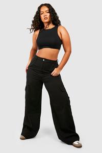 Boohoo Plus Baggy Cargo Jeans, Black