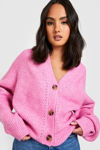 Boohoo Zachte Korte Gebreide Oversized Cardigan, Pink