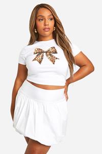 Boohoo Plus Katoenen Mini Rokje, White