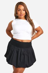 Boohoo Plus Katoenen Mini Rokje, Black