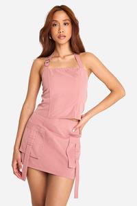 Boohoo Mini Rokje Met Utility Zak Detail, Clay