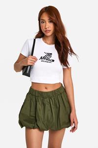 Boohoo Welted Pocket Puff Ball Mini Skirt, Grey-Khaki