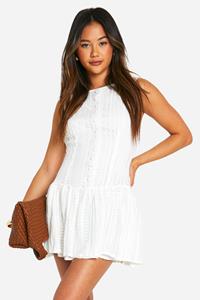 Boohoo Lace Button Down Mini Dress, Ivory