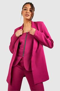 Boohoo Getailleerde Slim Fit Blazer Met Laag Decolleté, Magenta