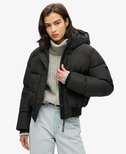 Superdry Vrouwen Sports Puffer Bomberjack met Capuchon Zwart