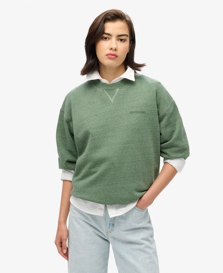 Superdry Vrouwen Essential Overdyed Sweatshirt met Logo Groen