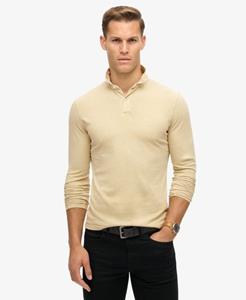 Superdry Mannen Jersey Studios Poloshirt met Lange Mouwen Beige