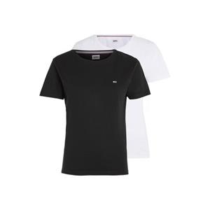 TOMMY JEANS Shirt met ronde hals TJW 2PACK SOFT JERSEY TEE met  merklabel-borduursel (2-delig, Set van 2)