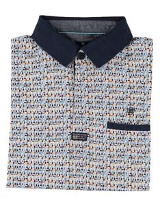 Fellows United Polo Rocks And Blocks With Zip Light Blue  