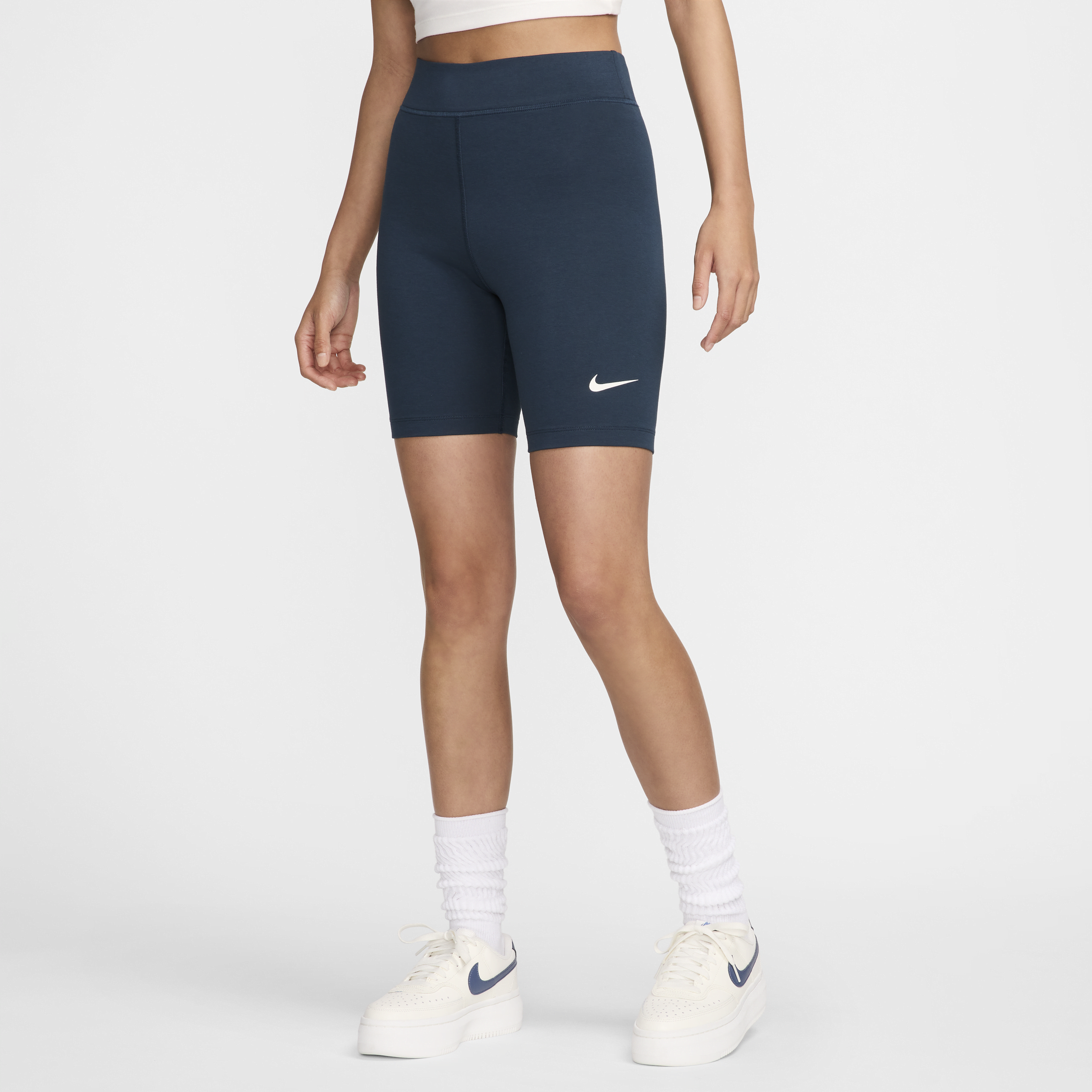 Nike Sportswear Classic bikeshorts met hoge taille voor dames (21 cm) - Blauw