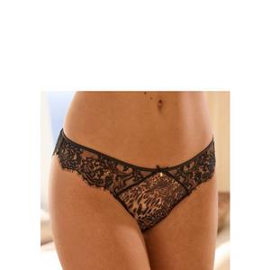 Lascana Tanga gemaakt van zachte mesh in leo look en fijn kant, sexy lingerie, sexy ondergoed