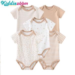 KIDDIEZOOM 5 Stuks Zomer Zachte Katoenen Baby Rompertjes Cartoon Print Baby Jongen Meisje Jumpsuit Kleding