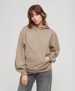 Superdry Vrouwen Boxy Hoodie met Geborduurd Micrologo Lichtgrijs