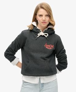 Superdry Vrouwen Hoodie met Geborduurd Logo in Neonkleur Donkergrijs