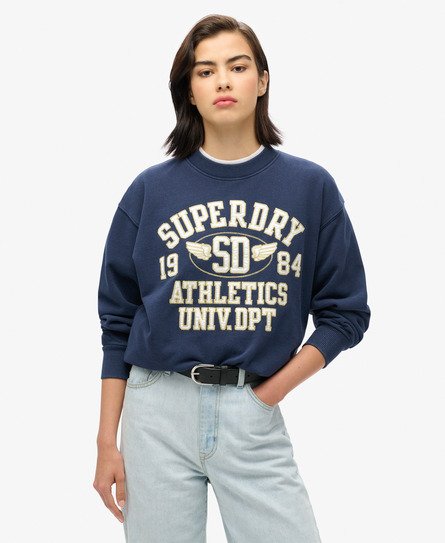 Superdry Vrouwen College Sweatshirt met Losse Pasvorm Blauw