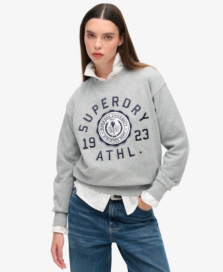 Superdry Vrouwen College Sweatshirt met Losse Pasvorm Grijs